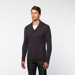 RSR // Cable Knit Shawl Collar Pullover // Dusty Blue (L)