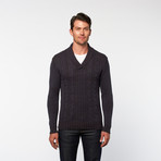 RSR // Cable Knit Shawl Collar Pullover // Dusty Blue (M)