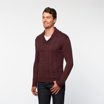 RSR // Cable Knit Shawl Collar Pullover // Wine (XL)