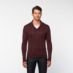 RSR // Cable Knit Shawl Collar Pullover // Wine (XL)