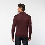 RSR // Cable Knit Shawl Collar Pullover // Wine (M)