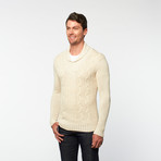 RSR // Cable Knit Shawl Collar Pullover // Off-White (S)