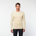 RSR // Cable Knit Shawl Collar Pullover // Off-White (L)