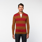 RSR // Half-Zip Turtleneck // Brown + Red (M)