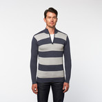 RSR // Half-Zip Turtleneck // Navy + Grey (L)