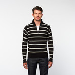 A+F // Half Zip Turtleneck // Black Stripe (S)