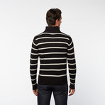 A+F // Half Zip Turtleneck // Black Stripe (L)