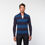 RSR // Half-Zip Turtleneck // Navy + Blue (M)