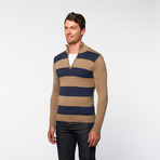 RSR // Half-Zip Turtleneck // Beige + Navy (L)