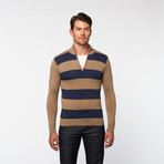 RSR // Half-Zip Turtleneck // Beige + Navy (M)