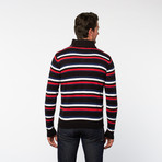 A+F // Half Zip Turtleneck // Navy + Red Stripe (S)