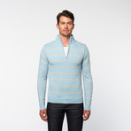 A+F // Half Zip Turtleneck // Aqua Stripe (L)