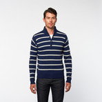 A+F // Half Zip Turtleneck // Navy Stripe (XL)