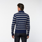 A+F // Half Zip Turtleneck // Navy Stripe (L)