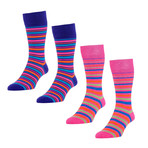 HJ Hall // Bold Stripe Socks // Purple + Fuchsia // Pack of 4