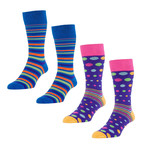 HJ Hall // Bold Stripe + Spot Socks // Royal Multi // Pack of 4