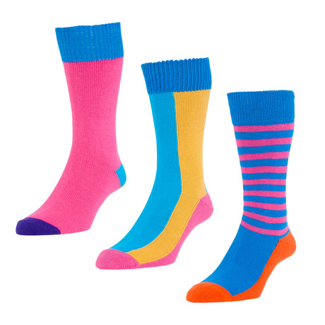 HJ Hall // Color Block Striped Socks // Royal // Pack of 3