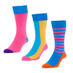 HJ Hall // Color Block Striped Socks // Royal // Pack of 3