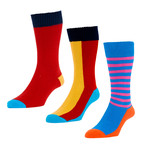 HJ Hall // Color Block Striped Socks // Navy + Royal // Pack of 3