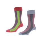 HJ Hall // Deckchair Stripe Socks // Cranberry // Pack of 2