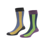 HJ Hall // Deckchair Stripe Socks // Charcoal // Pack of 2