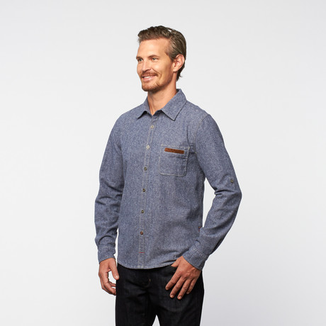 Mixed Print Woven Top // Peached Indigo (S)