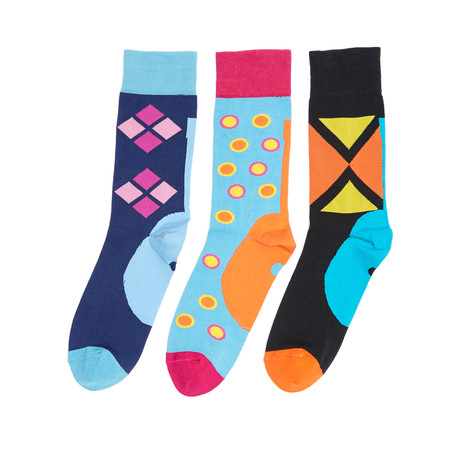 Blacksocks // Funky Socks // Blue Pattern // Pack of 3 (US: (8.5-10))