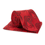 Tie + Hanky Set // Red + Black Paisley