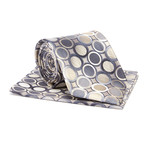 Tie + Hanky Set // Taupe + Silver Dot