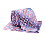 Tie + Hanky Set // Pink + Blue Dash