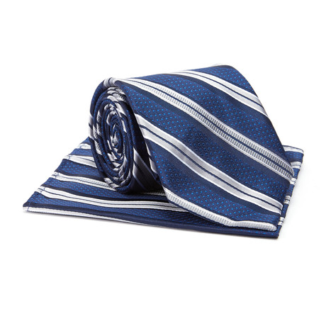 Tie + Hanky Set // Navy Blue Stripe