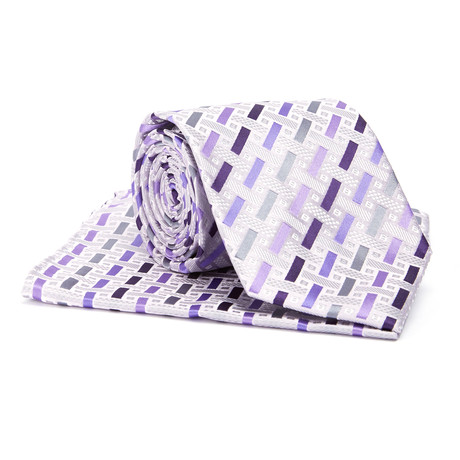 Tie + Hanky Set // Purple + Silver Dash