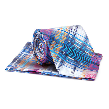 Tie + Hanky Set // Blue + Pink Plaid