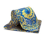 Tie + Hanky Set // Gold + Blue Paisley