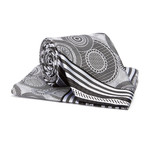 Tie + Hanky Set // Black + Siver Circle Stripe