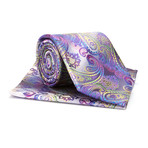 Tie + Hanky Set // Silver + Purple Chromatic Paisley