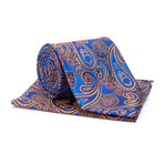 Tie + Hanky Set // Blue + Rust Paisley