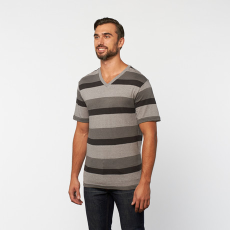 Striped V-Neck Tee // Ash (S)