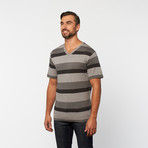 Striped V-Neck Tee // Ash (XL)