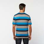 Striped V-Neck Tee // Blue Jay (S)