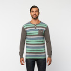 Striped Henley // Green (L)