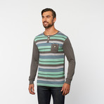 Striped Henley // Green (L)