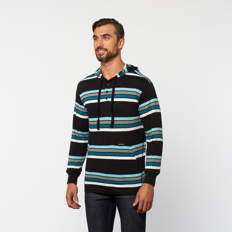 Striped Henley Pullover // Black (S)