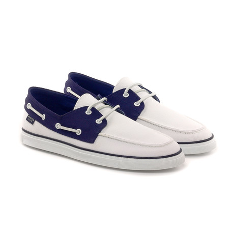 Boat Shoe // White + Navy (US: 6)