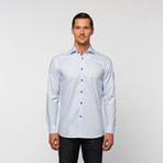 UNANYME Button Up Dress Shirt // Blue with Contrast Buttons (M)