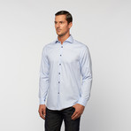 UNANYME Button Up Dress Shirt // Blue with Contrast Buttons (XL)