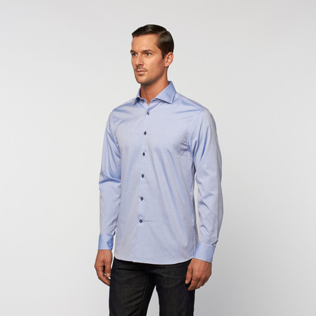 UNANYME Button Up Dress Shirt // Chambray with Contrast Buttons (S)