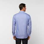 George Rech // UNANYME Button Up Dress Shirt // Blueberry Stripe (L)