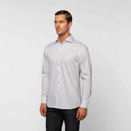 UNANYME Button Up Dress Shirt // Blue + White Check (S)