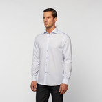 UNANYME Button Up Dress Shirt // White + Blue Stripe (2XL)